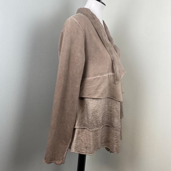 Whisper & Glow Blush Lightweight Layered Ruffled Open Cardigan Large Whimsical - Picture 3 of 7